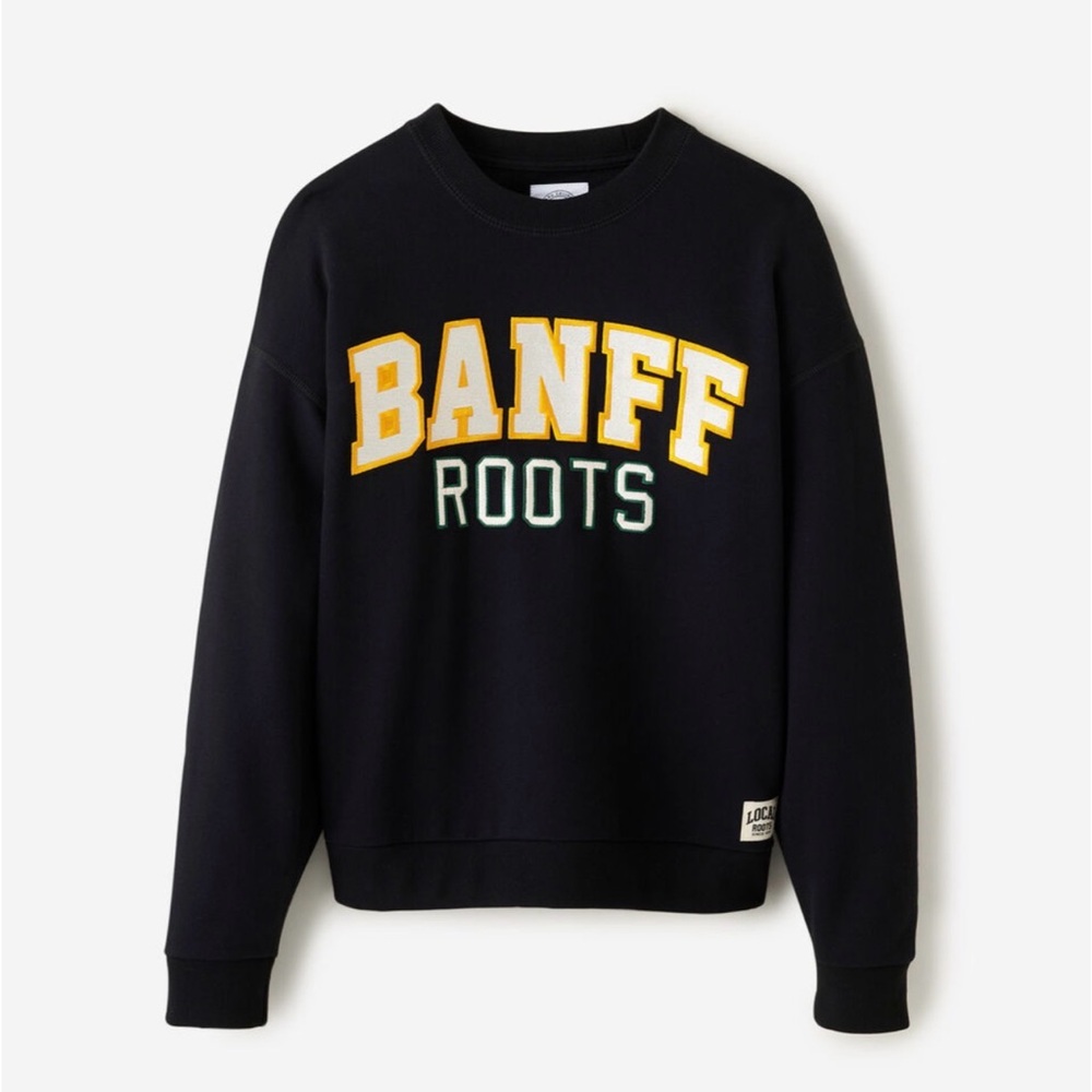 Roots Black Crewneck with Yellow and White Accents